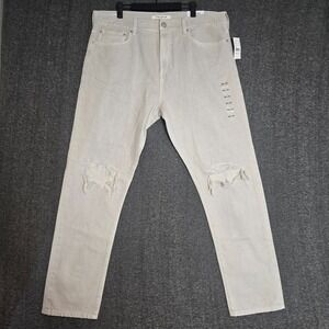 Pacsun Slim Taper Jeans Beige Distressed‎ Men's Size 38x32 Preppy NWT